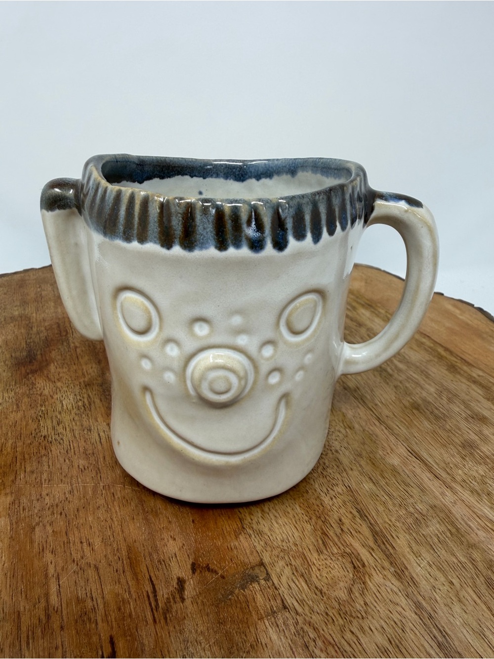 Vintage Stoneware People Lover Handmade Smiley Face Mug By Jean Ellsworth